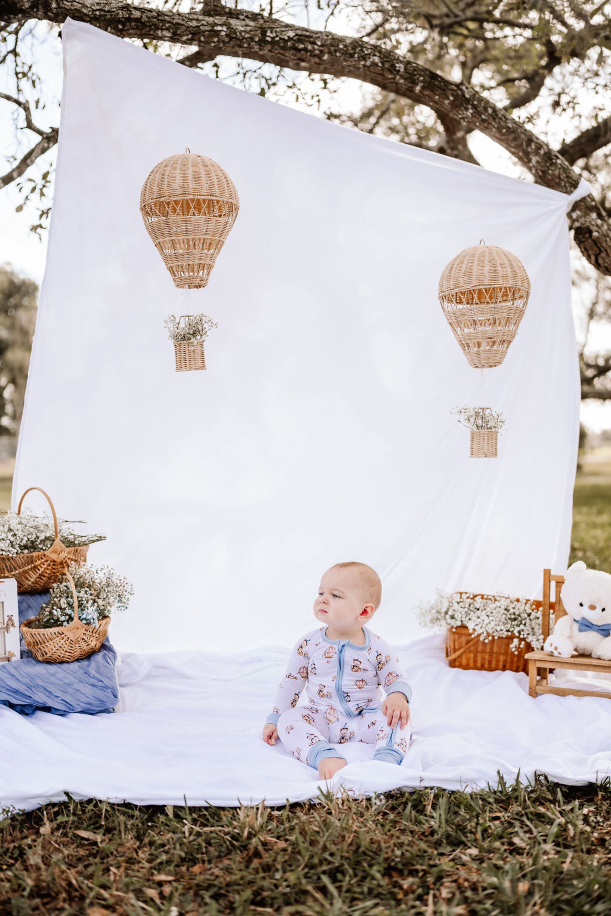 Beary Up, Up & Away Zipper Romper