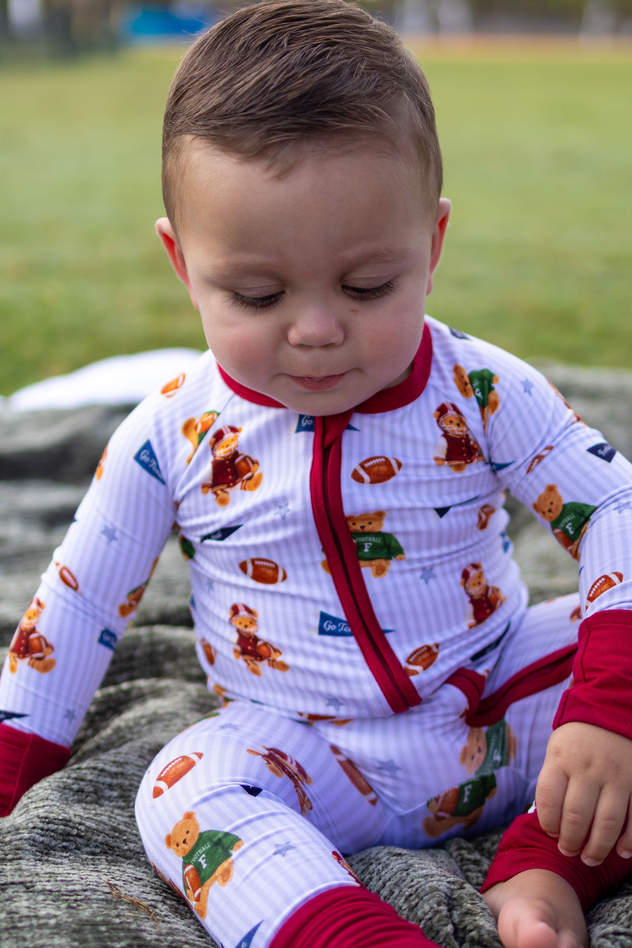 Teddy’s Big Game Zipper Romper