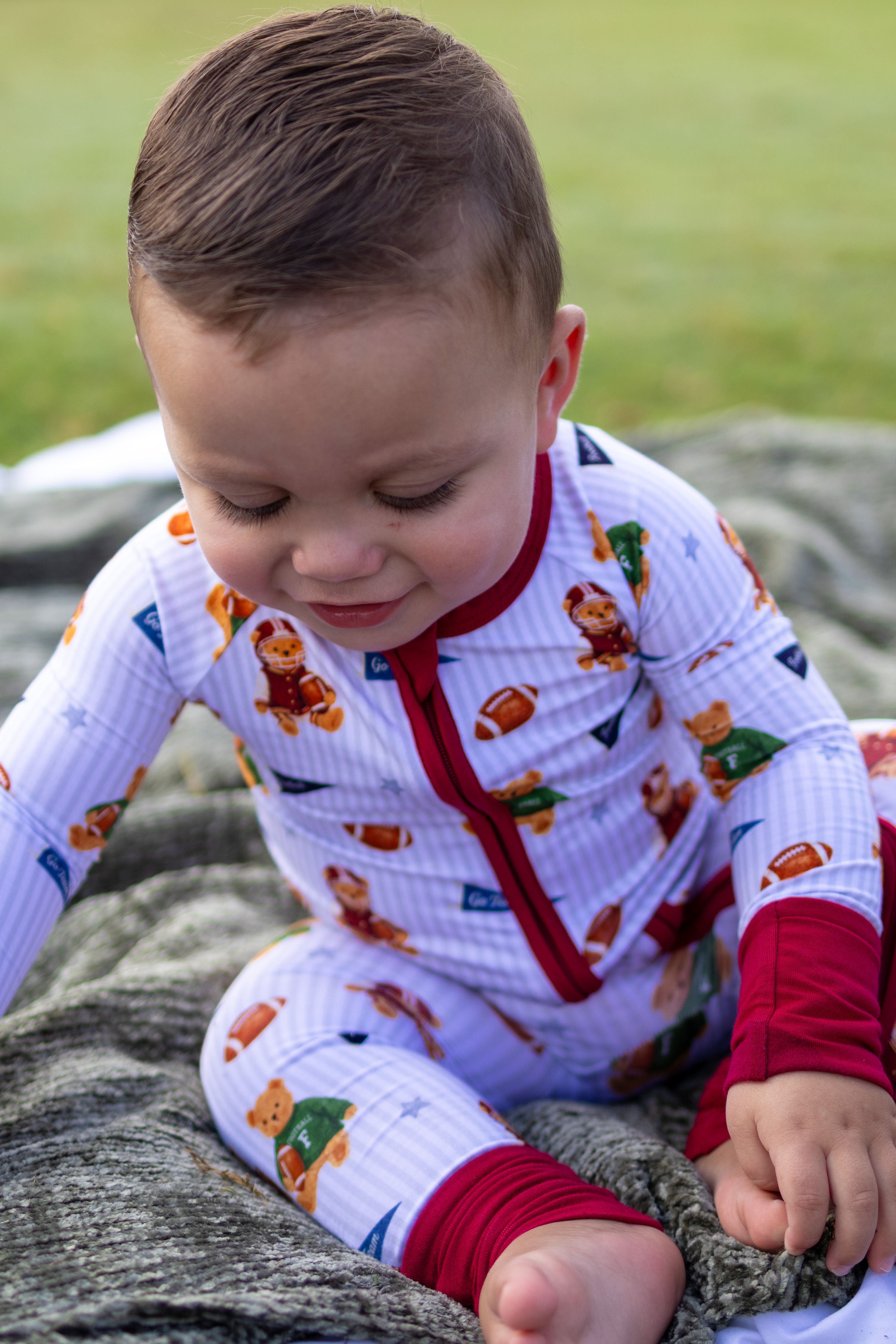 Teddy’s Big Game Zipper Romper
