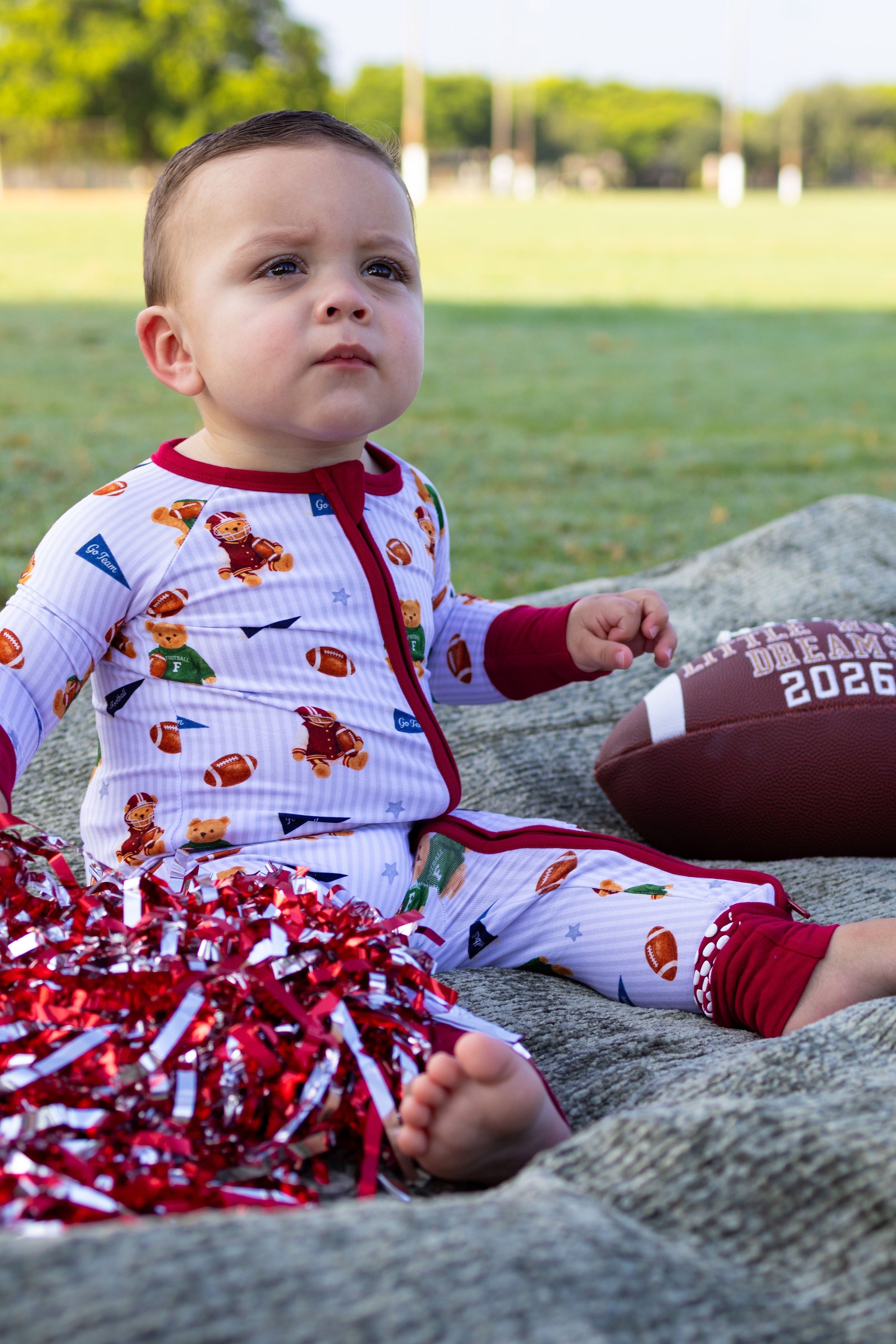 Teddy’s Big Game Zipper Romper