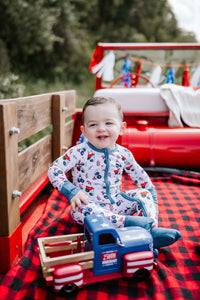 Red, White & Vroom Zipper Romper