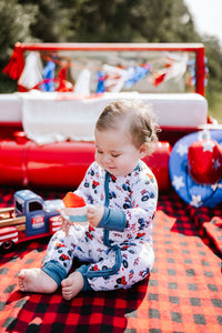 Red, White & Vroom Zipper Romper