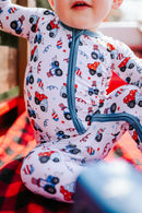 Red, White & Vroom Zipper Romper