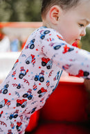 Red, White & Vroom Zipper Romper