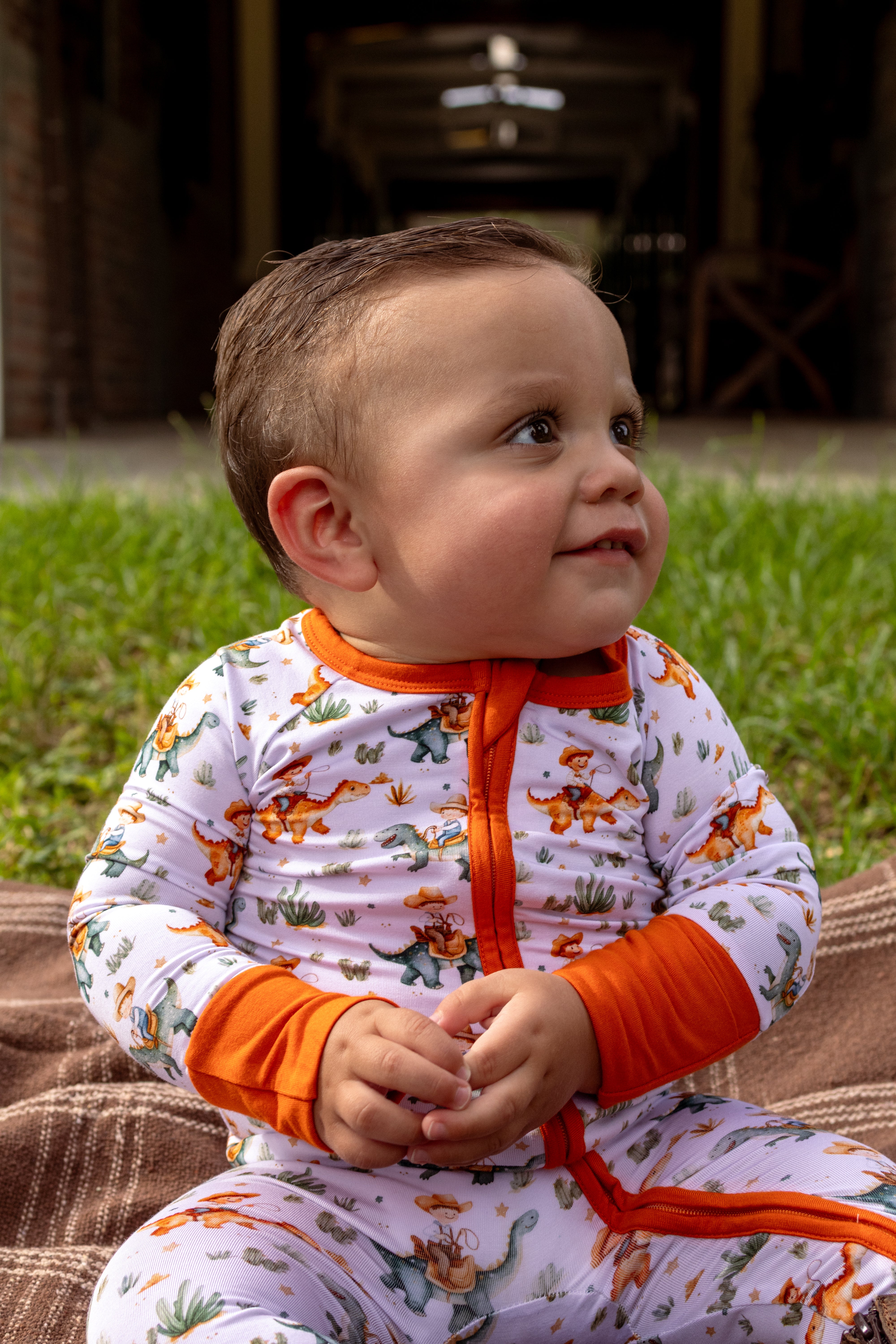 Dino Rodeo Zipper Romper