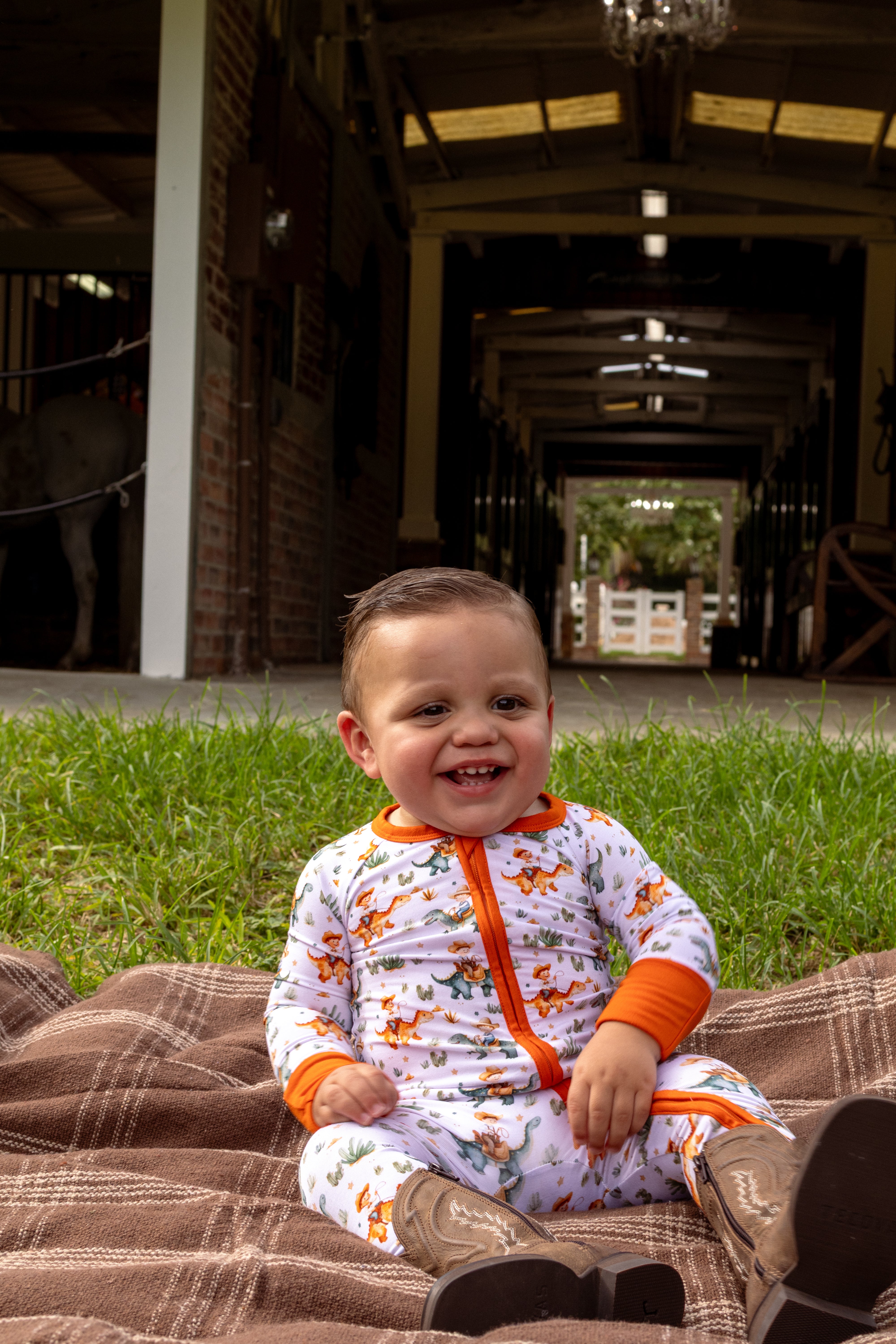 Dino Rodeo Zipper Romper