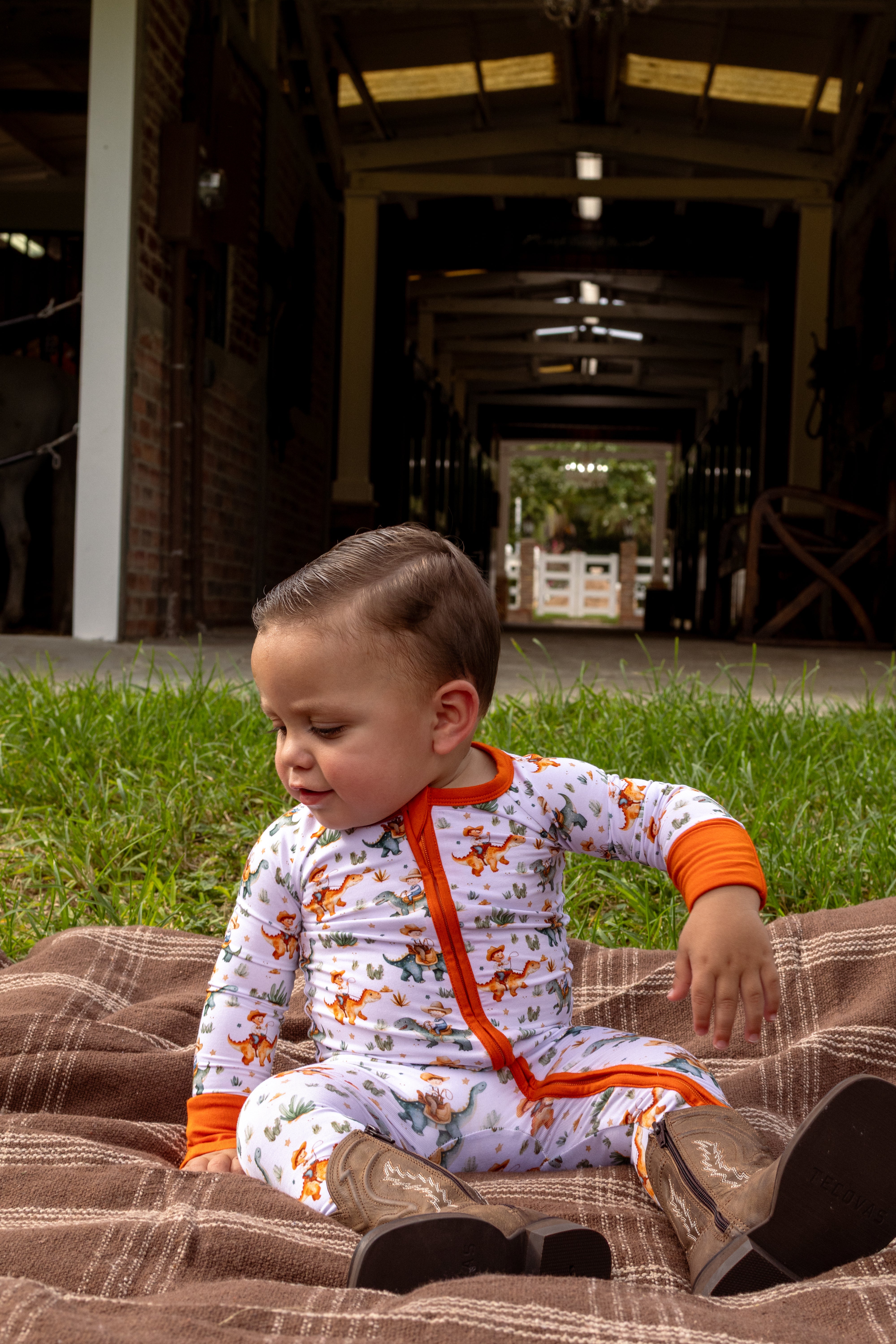 Dino Rodeo Zipper Romper
