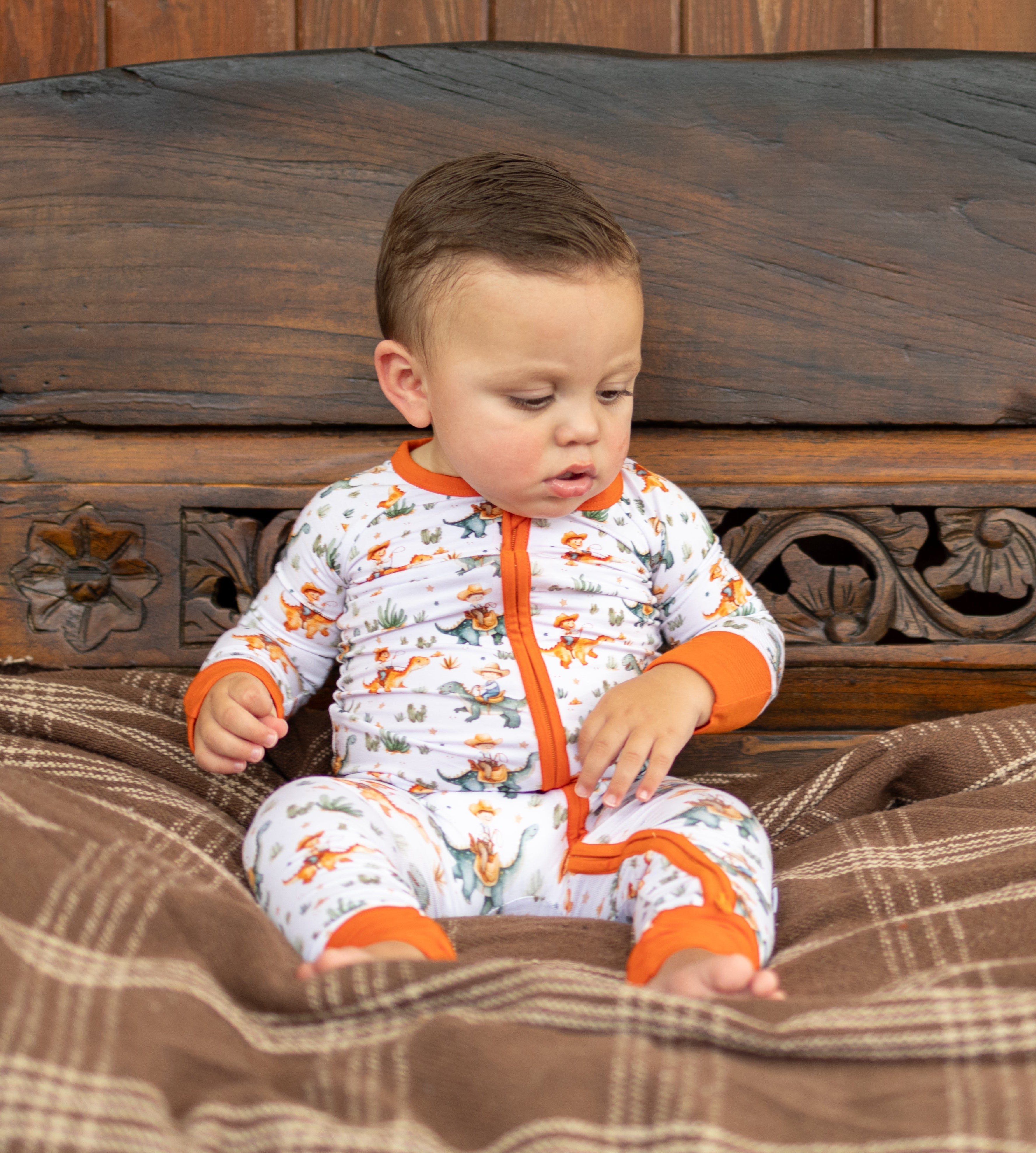 Dino Rodeo Zipper Romper
