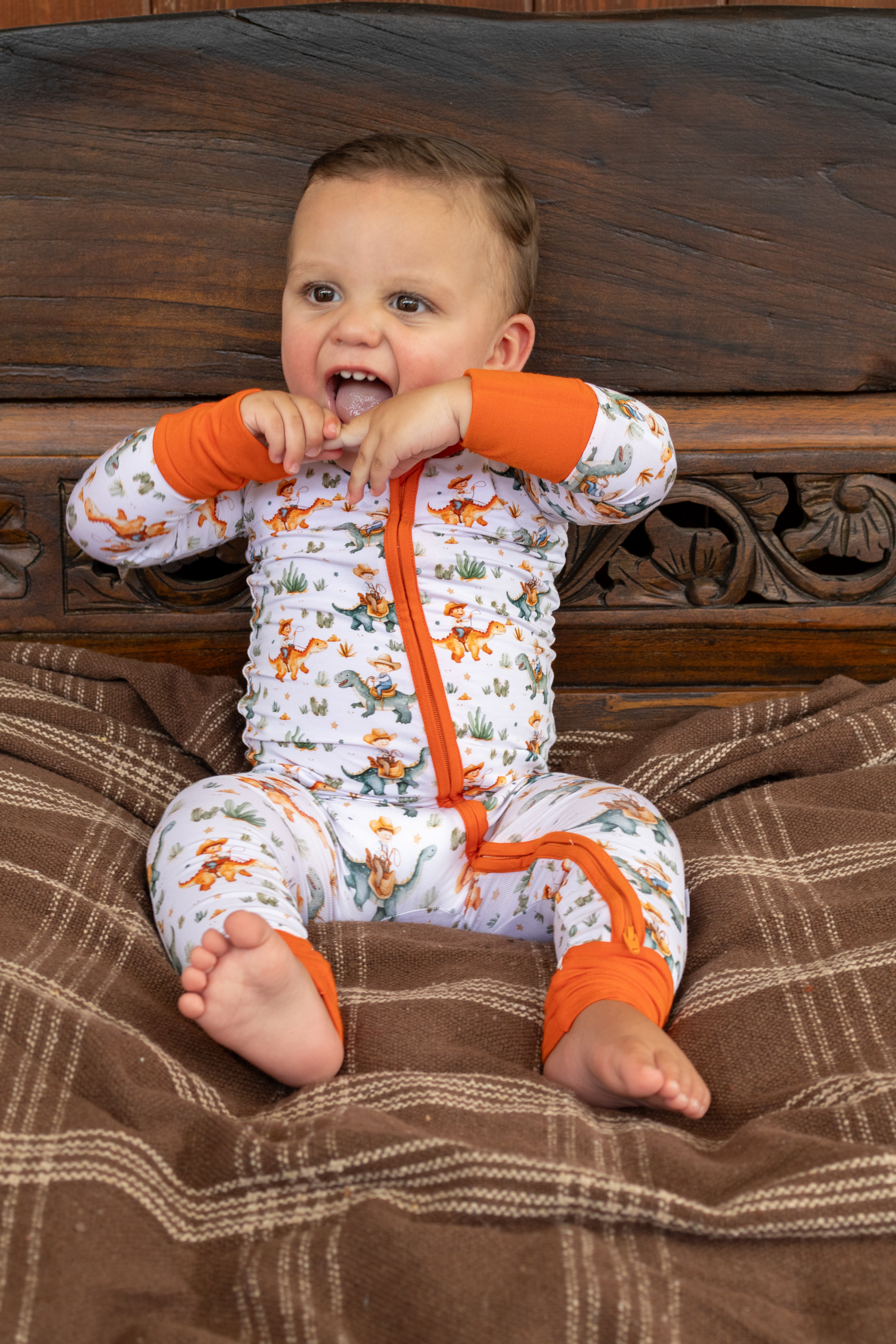 Dino Rodeo Zipper Romper