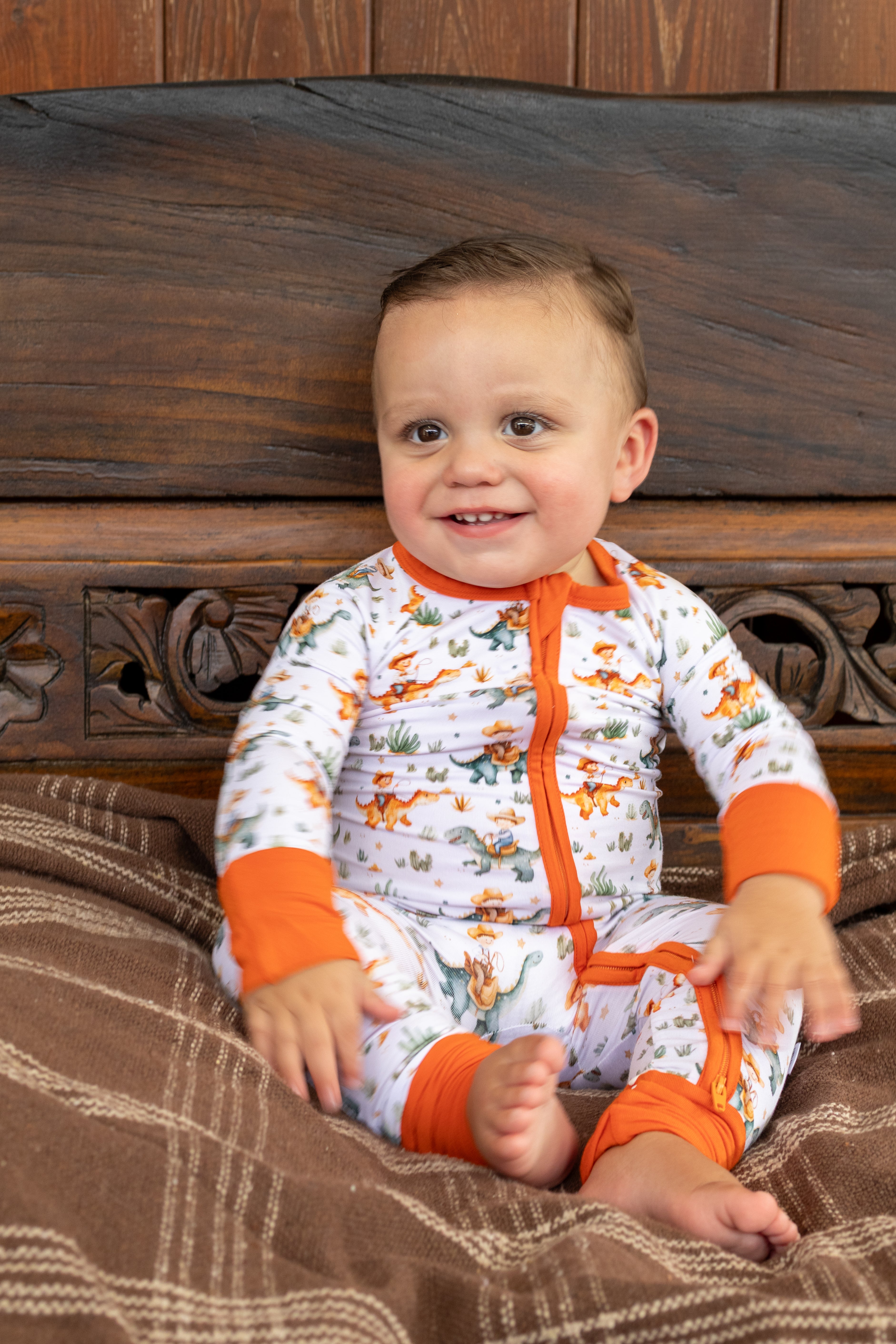 Dino Rodeo Zipper Romper