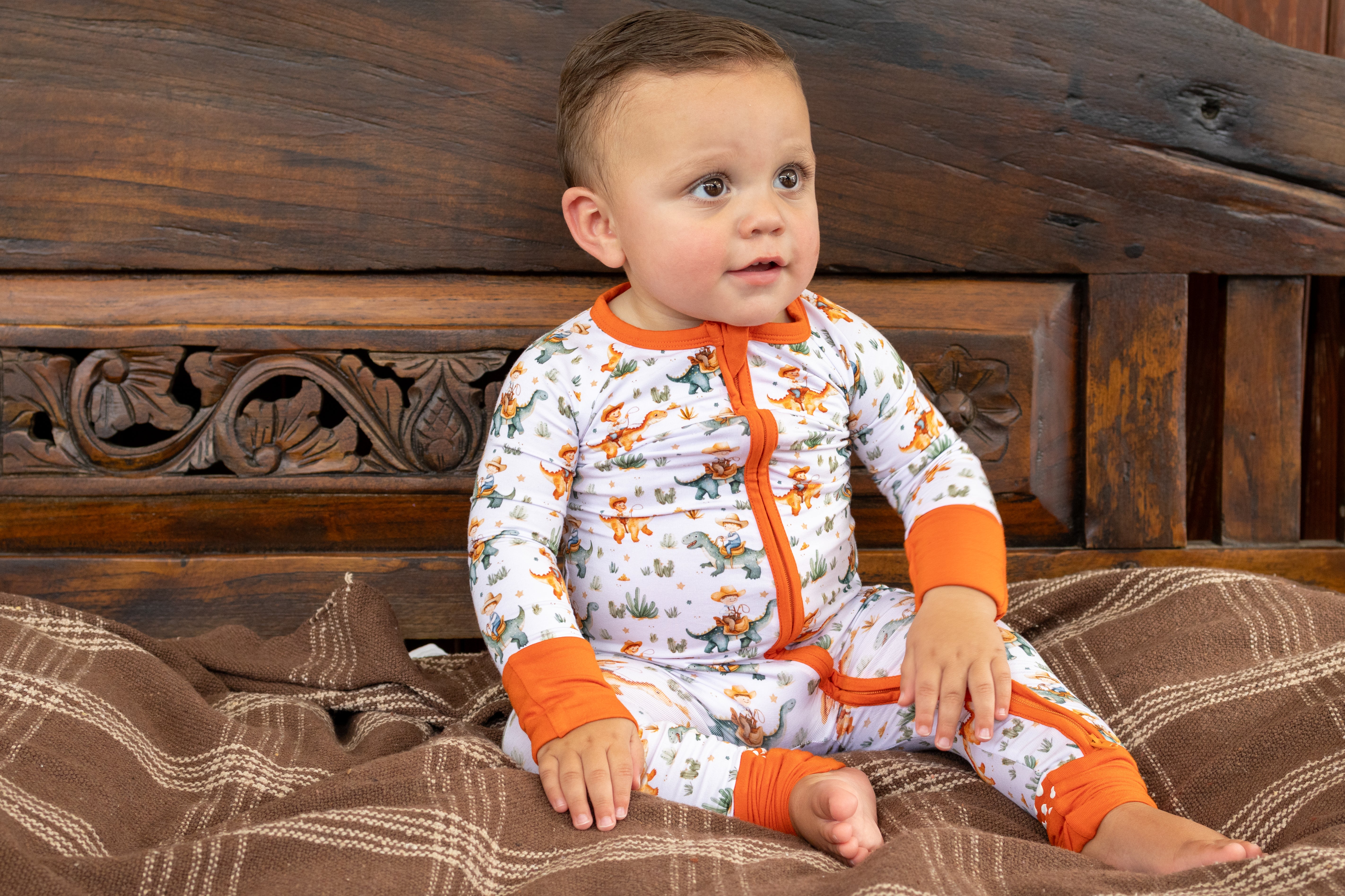 Dino Rodeo Zipper Romper